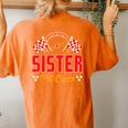 Race Car Birthday Party Matching Family Sister Pit Crew Women's Oversized Comfort T-shirt Back Print Yam