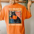 I Read Banned Books Black Cat Reader Bookworm Women Women's Oversized Comfort T-Shirt Back Print Yam
