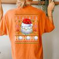 Santa Claus Golf Ball Xmas Tree Light Ugly Christmas Sweater Women's Oversized Comfort T-shirt Back Print Yam