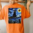 Scary Night Black Cat Halloween Pumpkin Boys Girls Women's Oversized Comfort T-shirt Back Print Yam