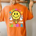Smile Face Teacher Last Day Of School Schools Out For Summer Women's Oversized Comfort T-Shirt Back Print Yam