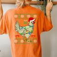 Ugly Christmas Chicken Sweater Santa Hat Lights Women's Oversized Comfort T-shirt Back Print Yam
