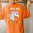 Unicorn First Day Of First Grade 1St Day Of School Girls Women's Oversized Comfort T-shirt Back Print Yam