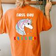 Unicorn First Day Of Kindergarten 1St Day Of School Girls Women's Oversized Comfort T-shirt Back Print Yam