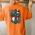 Western Leopard Flowers Cross Christian Cowgirl Women's Oversized Comfort T-Shirt Back Print Yam