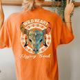Wild Heart Gypsy Soul Boho Cow Skull Bohemian Art Women's Oversized Comfort T-Shirt Back Print Yam