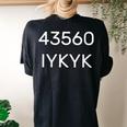 43560 Iykyk Women's Oversized Comfort T-shirt Back Print Black