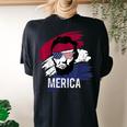 4Th Of July Lincoln Merica Usa Flag Women Men Kids Women's Oversized Graphic Back Print Comfort T-shirt Black