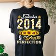9 Year Old Born In September 2014 Floral 9Th Birthday Women's Oversized Comfort T-shirt Back Print Black 9 Year Old Born In September 2014 Floral 9Th Birthday Women's Oversized Comfort T-shirt Back Print Black