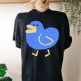A Small Minimally Designed And Illustrated Blue Duck Women's Oversized Graphic Back Print Comfort T-shirt Black
