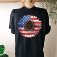 American Flag Sunflower Graphic 4Th Of July Independence Day Women's Oversized Comfort T-Shirt Back Print Black