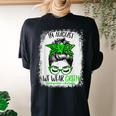 In August We Wear Green Gastroparesis Awareness Messy Bun Women's Oversized Comfort T-Shirt Back Print Black