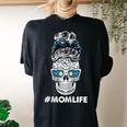 Baseball Mom Life Dia De Los Muertos Messy Bun Sugar Skull Women's Oversized Comfort T-Shirt Back Print Black