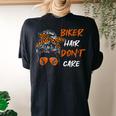 Biker Hair Dont Care For Bike Lovers Messy Bun Women's Oversized Comfort T-Shirt Back Print Black