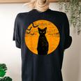 Black Cat Scary Cat Pumpkin Moon Halloween Women's Oversized Comfort T-shirt Back Print Black