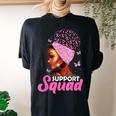 Black Queen Support Squad Breast Cancer Awareness Women's Oversized Comfort T-shirt Back Print Black