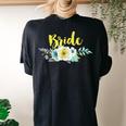 Bride Floral Flowers Bouquet More Colors Wedding Women's Oversized Comfort T-Shirt Back Print Black