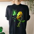 Butterfly Sunflower Gastroparesis Awareness Women's Oversized Comfort T-Shirt Back Print Black