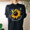 Butterfly Sunflower World Down Syndrome Awareness Day Women's Oversized Comfort T-Shirt Back Print Black