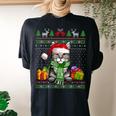 Cat Lover Cute Pixiebob Cat Santa Hat Ugly Christmas Sweater Women's Oversized Comfort T-shirt Back Print Black