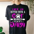Cat Named Daisy Cut Cat Mom Dad Owner Christmas Women's Oversized Comfort T-Shirt Back Print Black