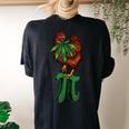 Chicken Pot Pie Pi Leaf Stoner 420 Weed Marijuana Women's Oversized Comfort T-shirt Back Print Black