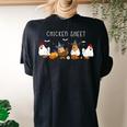 Chicken Sheet Halloween Ghost Chickens Farm Animal Lover Women's Oversized Comfort T-shirt Back Print Black