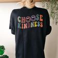 Choose Kindness Retro Groovy Be Kind Women Men Inspirational Women's Oversized Comfort T-Shirt Back Print Black
