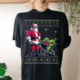 Christmas Santa Gardening Ugly Christmas Sweater Women's Oversized Comfort T-shirt Back Print Black