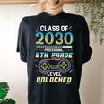 Class Of 2030 Gaming 6Th Grade Level Unlocked Back To School Women's Oversized Comfort T-shirt Back Print Black