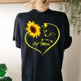 Cute Cat Mom Sunflower Heart Love Cat Lover Women's Oversized Comfort T-Shirt Back Print Black