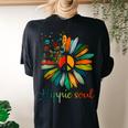 Daisy Peace Sign Hippie Soul Hippie Flower Lovers Women's Oversized Comfort T-Shirt Back Print Black