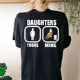Daughters Yours Mine Cowgirl Mom Barrel Racing Dad Women's Oversized Comfort T-Shirt Back Print Black