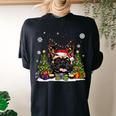 Dog Lovers French Bulldog Santa Hat Ugly Christmas Sweater Women's Oversized Comfort T-shirt Back Print Black