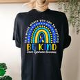 Down Syndrome Blue Yellow Rainbow Down Syndrome Awareness Women's Oversized Comfort T-Shirt Back Print Black