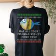 Fisherman's Fishmas Wishes Fishing Ugly Christmas Sweater Women's Oversized Comfort T-shirt Back Print Black