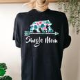 Floral Single Mom Bear Matching Buffalo Pajama Women's Oversized Comfort T-Shirt Back Print Black