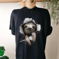 Sloth Cute Sloth Lazy Person Sloth Lover Sloth Women's Oversized Comfort T-shirt Back Print Black