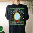 Ugly Christmas Sweater With Mirror Xmas Girls Women's Oversized Comfort T-shirt Back Print Black
