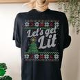 Ugly Sweater Christmas Let't Get Lit Drinking Women's Oversized Comfort T-shirt Back Print Black