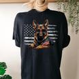 German Shepherd Dad Mom Dog Lover American Flag 4Th Of July Women's Oversized Comfort T-shirt Back Print Black