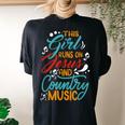 This Girl Runs On Jesus And Country Music Hat Cowgirl Guitar Women's Oversized Comfort T-Shirt Back Print Black