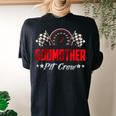 Godmother Pit Crew Birthday Racing Car Family Matching Race Women's Oversized Comfort T-shirt Back Print Black