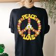 Groovy Peace Hippie Love Sign Love Flower World Peace Day Women's Oversized Comfort T-shirt Back Print Black