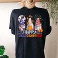 Hallothanksmas Gnomes Halloween Thanksgiving Christmas Happy Women's Oversized Comfort T-shirt Back Print Black