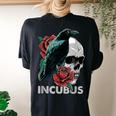 Halloween Graphic Incubus-Crow Left Skull Morning And Flower Women's Oversized Comfort T-shirt Back Print Black