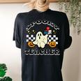 Halloween Spooky Teacher Ghost Retro Groovy Costume Women's Oversized Comfort T-shirt Back Print Black