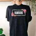 Hamburg Germany Floral Hibiscus Flower Women's Oversized Comfort T-Shirt Back Print Black