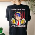 Happy 4Th Of July Lets Go Beer Brandon Trump Beer America Women's Oversized Comfort T-Shirt Back Print Black