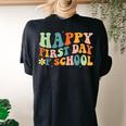 Happy First Day Of School Groovy Back To School Teacher Women's Oversized Comfort T-shirt Back Print Black